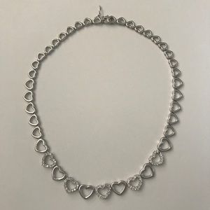 Heart Necklace in Sterling Silver with Crystal Choker